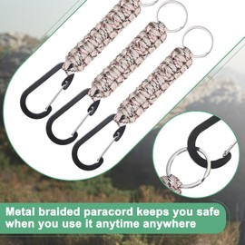 M METERXITY 3-Pack Braided Paracord Keychain with Clips, 6.7 Inch Paracord Lanyard Clips Durable Hanger Hook for Backpacks Water Bottle for Camping/Hiking/Fishing/Traveling [Desert Camouflage]
