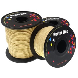 emma kites 100% High Strength Lightweight Kevlar Fiber Blade Kevlar Line 242.7 lbs (110 kg) / 250lb x 31M Kevlar Rope Outdoor Hiking Camping Fishing Line Tent Rope Utility Cord Repair Cord Outdoor General Use Yellow