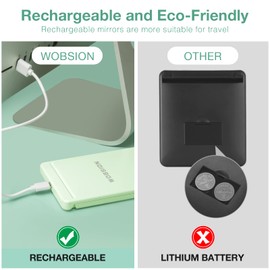 wobsion Lighted Compact Mirror, Rechargeable Travel Makeup Mirror,1x/3x Magnifying Mirror with LED Lights, Portable Handheld Magnetic Switch