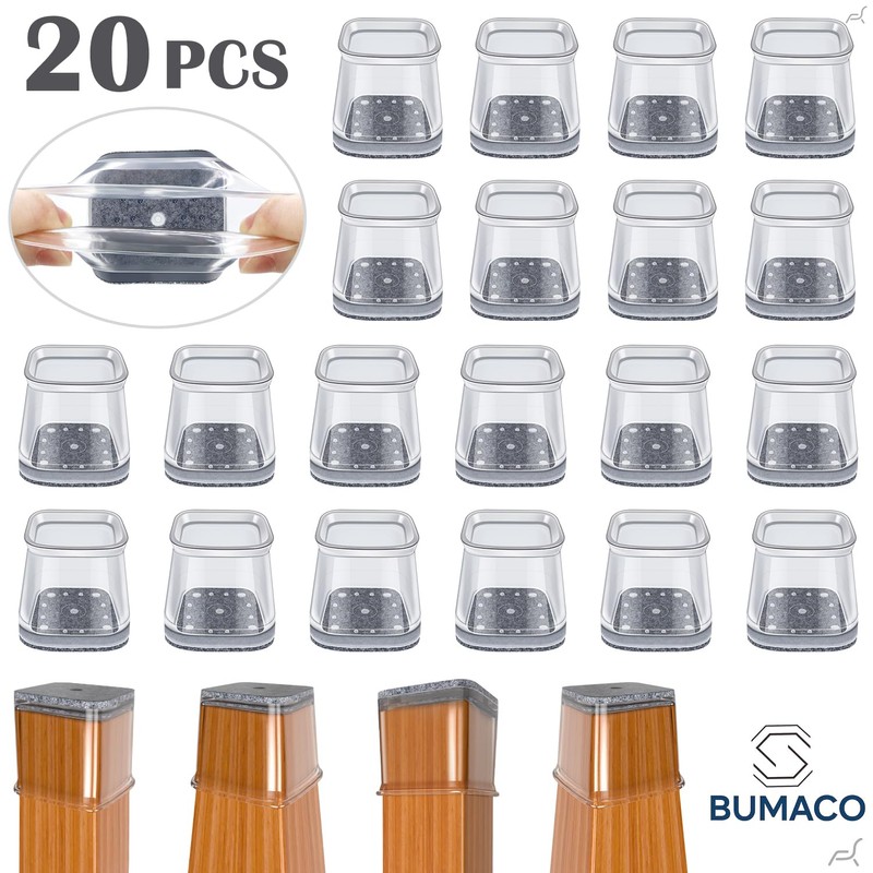 BUMACO Chair Leg Floor Protectors for Hardwood Floors Anti-Scratch 20