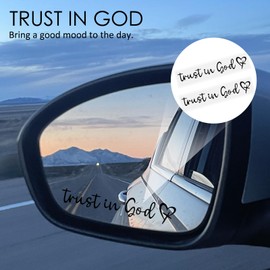 6 Pcs Trust in God Rearview Mirror Stickers, 4” Waterproof High-Adhesion Christian Mirror Decals, Daily Commute Car Interior Faith-Based Decor for Inspirational Road Trip Personalizing