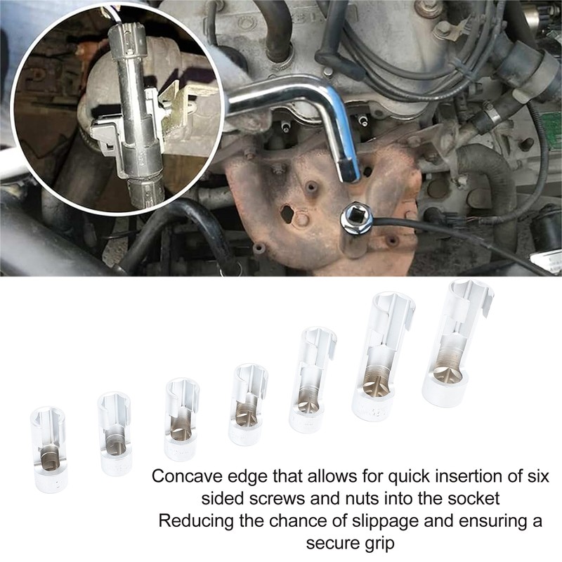 7 Pcs Oxygen Sensor Removal Socket Tool Chromium Alloy Oil