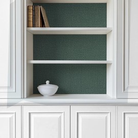 Homease 3D Wall Panels for Interior Wall Decor, Faux Linen Textured Foam Peel and Stick Wallpaper with Golden Border Strips, Waterproof Wall Covering for Any Room, 19.69 x 220.47- Dark Green