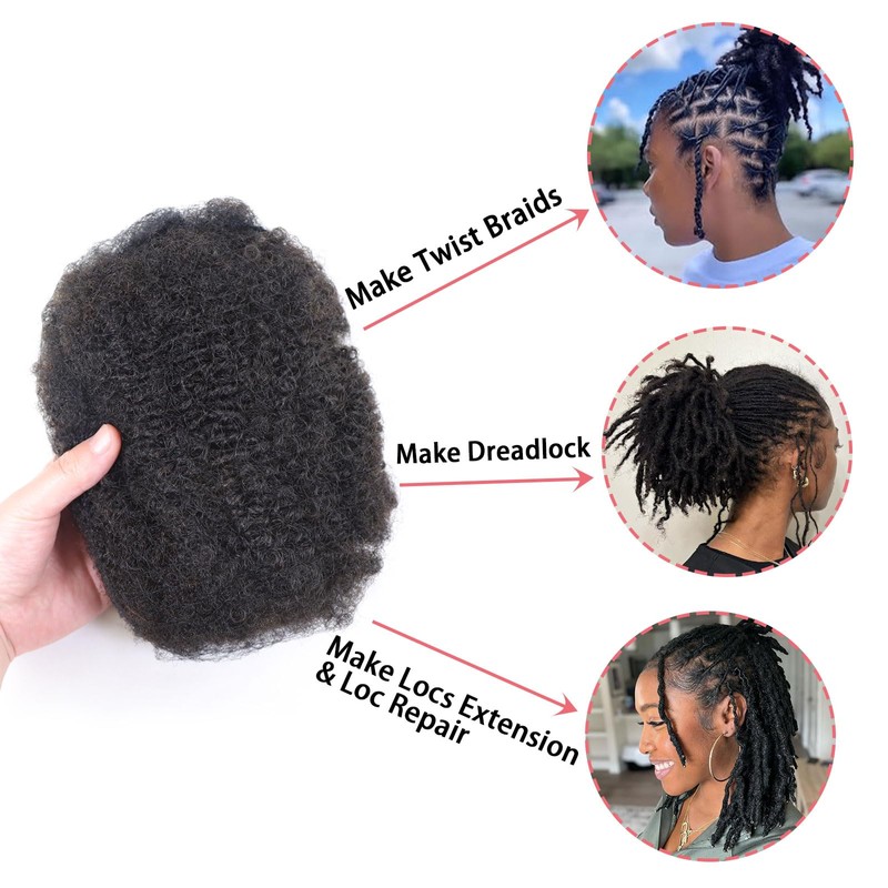 Afro Kinkys Bulk 100% Human Hair 50g/Bundle Colored Afro Kinky