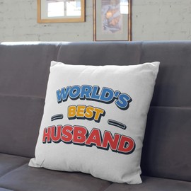 MUGFFINS HUSBAND Cushion Padding included - in English - World's Best! - Funny gift - Pillow: cover and filling 15.7x15.7 inches