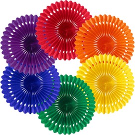 Rainbow Paper Fans 6 Pieces 12 INCH Round Decorative Paper Garlands Photo Backdrops Decorations for Celebration Wedding Birthday Christmas Party Decoration