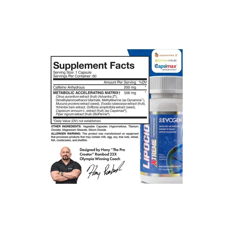 Termogenico Evogen Lipocide Xtreme 60 Capsulas Energia Sabor Sin sabor