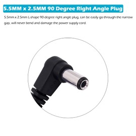 Fancasee 6 ft Replacement 5.5mm x 2.5mm 90 Degree Right Angle DC Power Male Plug Jack to Bare Wire Open End Pigtail Power Cable Cord for DC Power Supply Cable Repair