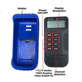 TECPEL DTM-307 Digital Thermometer with 2 k Type thermocouple Sensor Probe (TPK-01)