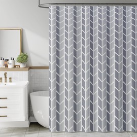 jinchan Grey and White Geometric Shower Curtain Chevron Arrow Farmhouse Shower Curtains for Bathroom Modern Waterproof Fabric with 12 Hooks 70x72 Inches