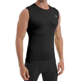 Runhit 2 Pack Mens Compression Tank Top Sleeveless Workout Muscle Shirts Flexible Sports Base Layer Undershirt Gym Black White XL