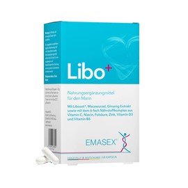 Emasex® Libo+ - Dietary Supplement for Men with Liboost®, Maca, Ginseng and a 6-fold Nutrient Complex of Vitamin C, Folic Acid, Vitamin D3, Vitamin B6, Niacin and Zinc, High Dose