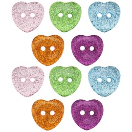 ECSiNG 100pcs Heart Shaped Buttons Colorful Buttons 12.5mm Resin Buttons for Clothing Accessories Other Projects Pink Sky Blue Purple Orange Green