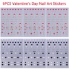 Heart Nail Art Stickers Decals 6PCS Valentine’s Day Nail Stickers