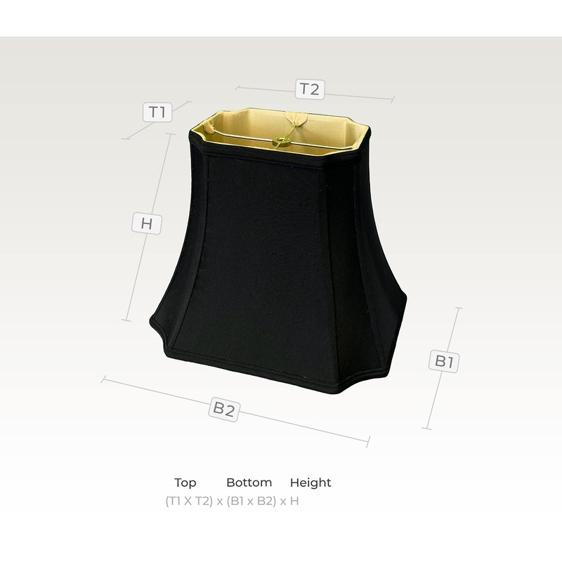 Royal Designs Rectangle Inverted Cut Corner Lamp Shade, Black, (4.25