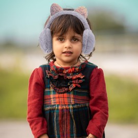 Fenical Cute Cat Ears Design Earmuffs Soft Ear Warmers Winter Plush Earmuffs Headwear Winter Accessory for Girls Women Keep Warm (Grey), gray