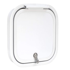 RecPro RV Baggage Door | Rounded Corners | Camper | Compartment Door | White Fiberglass (12" W x 12" H) | Made in America