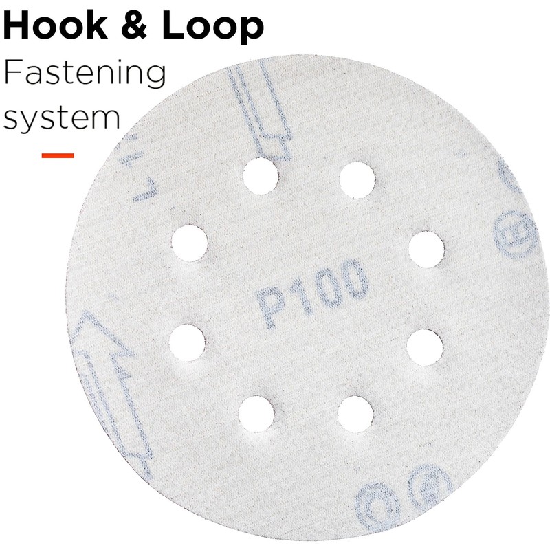 YoiYee 100 Grit Sanding Discs Pads, 8 Holes, 125mm/5-inch Hook