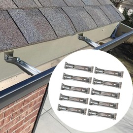 Folpus 10Pcs Gutter Hangers 5 inch Easy Install Accessories Heavy Duty Metal Fix Sagging Rain Gutters Gutter Guard Bracket Clips