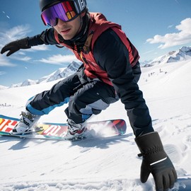 Ski Gloves - Outdoor Windproof Motorcycle Gloves - Cold Weather Touchscreen Gloves, Thermal Snowboard Gloves for Outdoor Cycling Driving