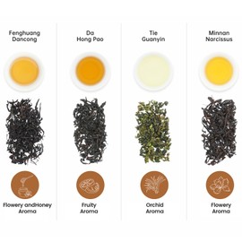 iTeaworld 4 Flavors Oolong Tea Sampler, Loose Leaf Tea Sampler( Tieguanyin Oolong, Dahongpao, Fenghuang Dancong ect.), No Sweetener, Perfect Tea Bags Variety Pack Gift Set, High to Low Caffeine, Up to 112 Cups, 2.1OZ