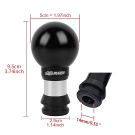 Unbranded Universal JDM Mugen Round Ball Black Aluminum Automatic Gear Shift Knob Shifter
