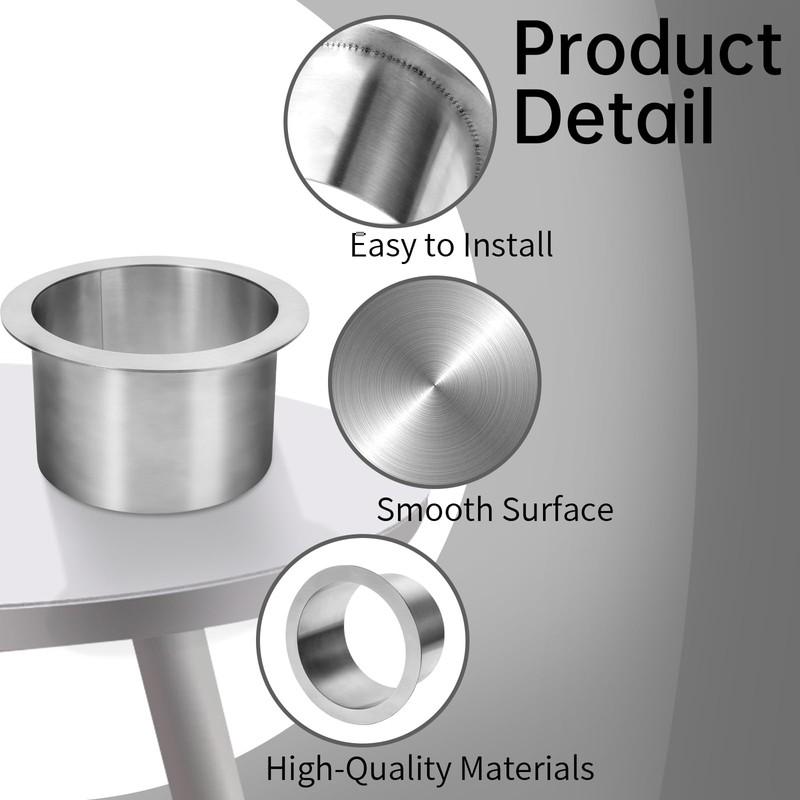 Countertop Trash Can, Drop-in Trash Chute Stainless Steel Round Countertop
