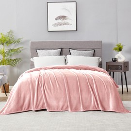 DREAMNINE Extra Large Fleece Blanket Soft Comfy Fluffy Bed Blanket Queen Size 90" x 90", Luxury Decorative Fuzzy Blanket for Women Girl,Big Cozy Shaggy Warm Flannel Blankets for Winter Autumn Pet,Pink
