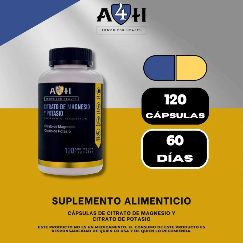 Suplemento A4h Citrato Magnesio Y Citrato Potasio 120 Caps