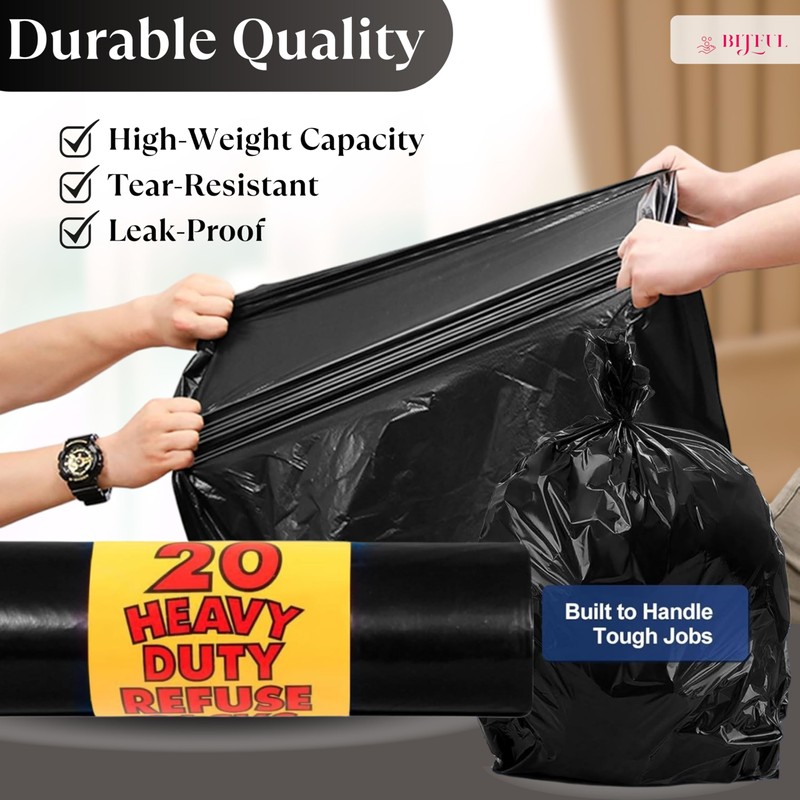 BITFUL Heavy-Duty Refuse Sacks Bin Liners -Strong- Leak-proof- 75L Capacity-
