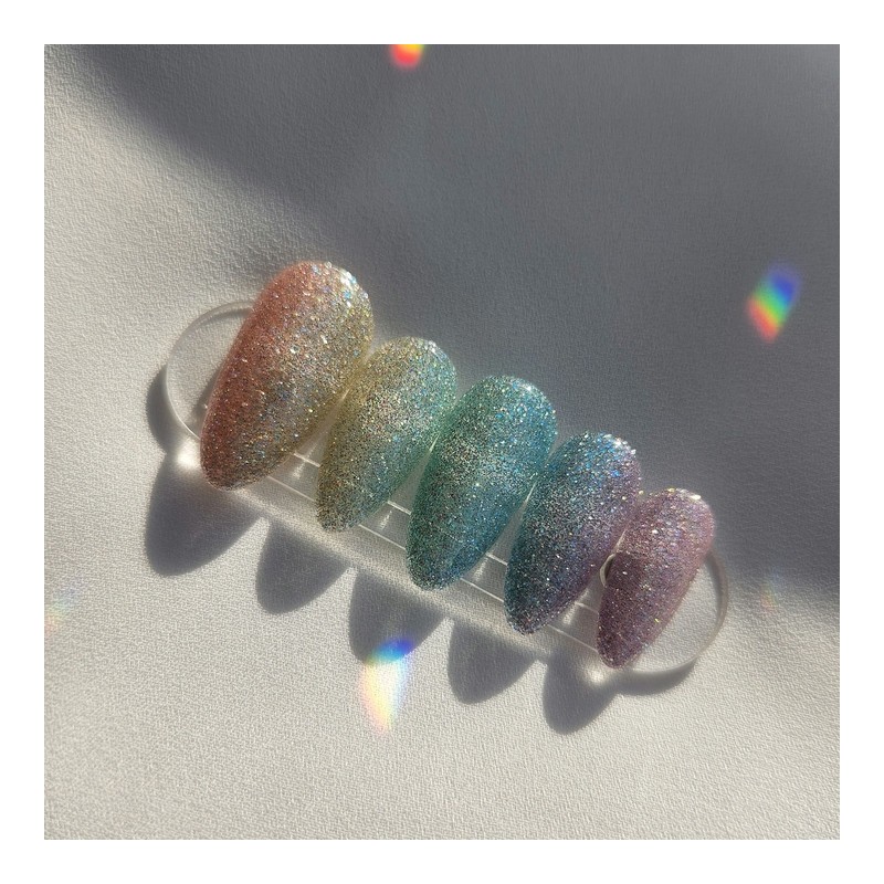  Reflective rainbow Handmade nail tip - Stiletto / 반사
