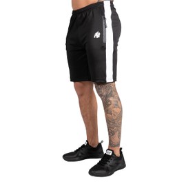 Gorilla Wear - Benton Track Shorts - Black - Bodybuilding Sports Everyday Leisure with Logo Print Lightweight and Comfortable for Optimal Movement Made of Polyester and Spandex