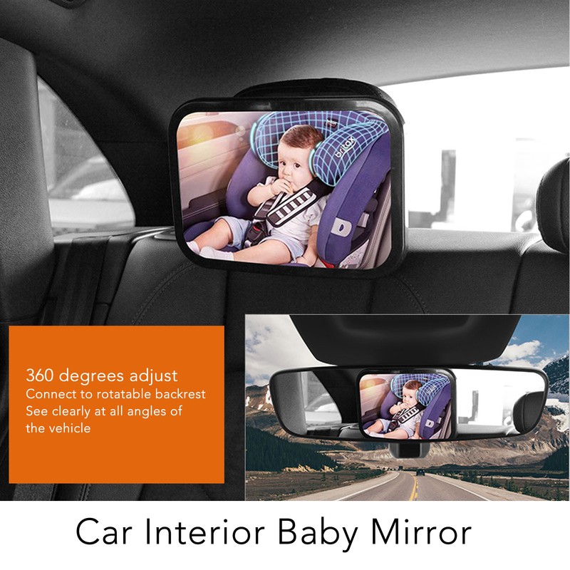 Automotive Interior Baby Mirror Free Rotation Adjust Strap Car Interior