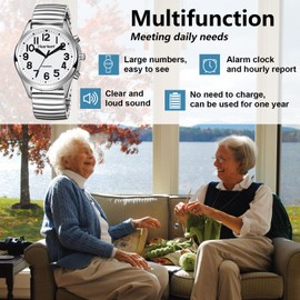 Hearkent Talking Watch for Seniors Women, Women's Wrist Watches with Jumbo Numbers, Loud Clear English Speaking Watch for Blind Visually Impaired or Elderly (Black)