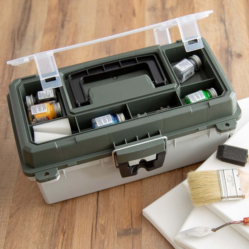 Sheffield 12670 Caja de aparejos de 13 pulgadas, verde/gris