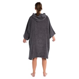 Dryrobe Towelling Robe - Hooded Poncho Towel Changing Robe - Organic Cotton (400 gsm) Short Sleeve (Kids 5-9 - Slate Grey)