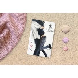 James Coates Valentines Card for husband wife girlfriend boyfriend on Valentine's Day couple hugging Multicolour A5