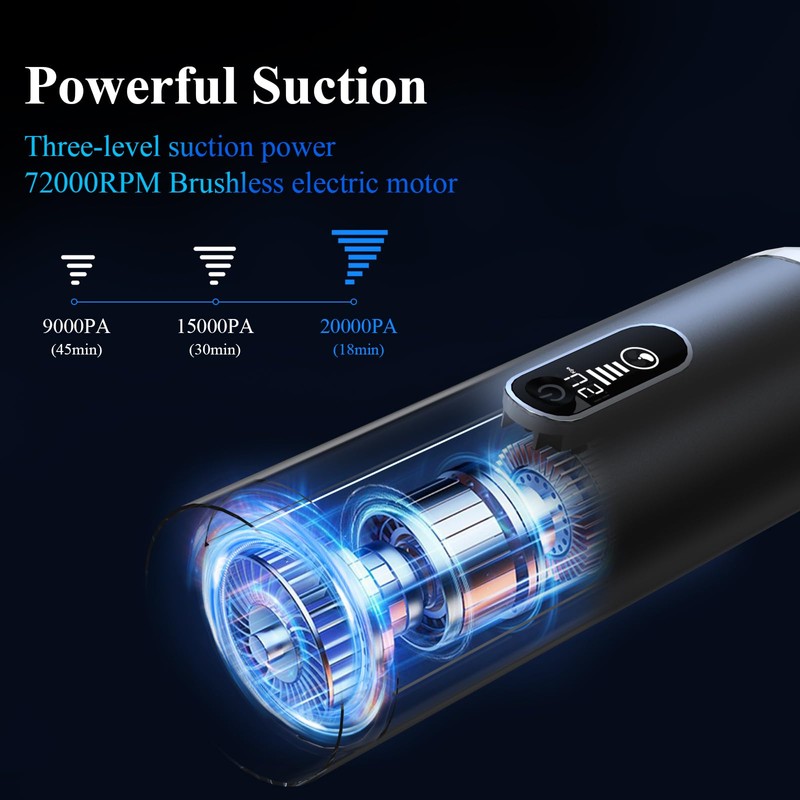 Car Vacuum Portable Cordless - 20000PA High Power Handheld Vacuum