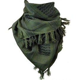 J&Y Desert Shemagh 100% Cotton Afghan Stole Arab Stole Scarf, Desert Shemagh Kafiya Scarf, Face Cover, Survival Game, Outdoors, green