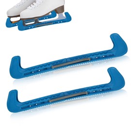 Cyrank 1 Pair of Sports Hockey Blade Guards, Ice Hockey Skate Blade Guards Plastic Cover with Spring Ice Skating Protector for Children Adults Figure Skating Shoes (Blue)