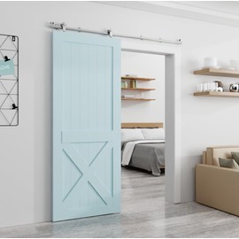 AONAYIOA 5FT Top Mount Sliding Barn Door Hardware Kit, Stainless Steel Barn Door Hardware Track and Kit, Heavy Duty Sturdy Barn Door Hardware Kit for Single Door（T Shaped）