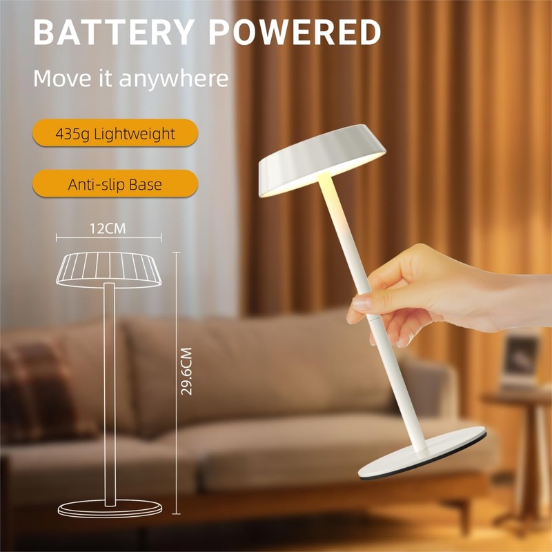 EppieBasic Rechargeable Table Lamps Cordless: Set of 2 Battery Operated