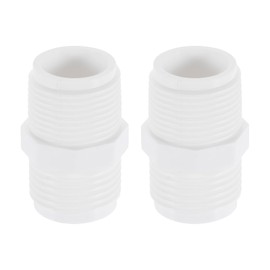sourcing map 2 Pcs Garden Hose Adapter, Male 3/4" NPT x 3/4" GHT Garden Hose Fitting Male Plastic Connector for Tank and Pool Pump Hoses, White