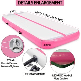 Air Track Gymnastics Tumbling Mat 10ft 13ft 16ft 20ft Tumble Track Gymnastics Mats 4/8 Inch Thickness with Electric Pump Gymnastics Equipment for Home