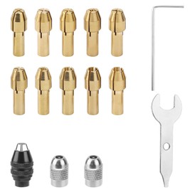 Drill Chuck Collet Set for Dremel, Include Brass Collet Set & 1/32" to 1/8" 4486 Multi Chuck & 4485 Brass Collet Metal Nut Rotary Tool Chuck Adapter Compatible with Dremel