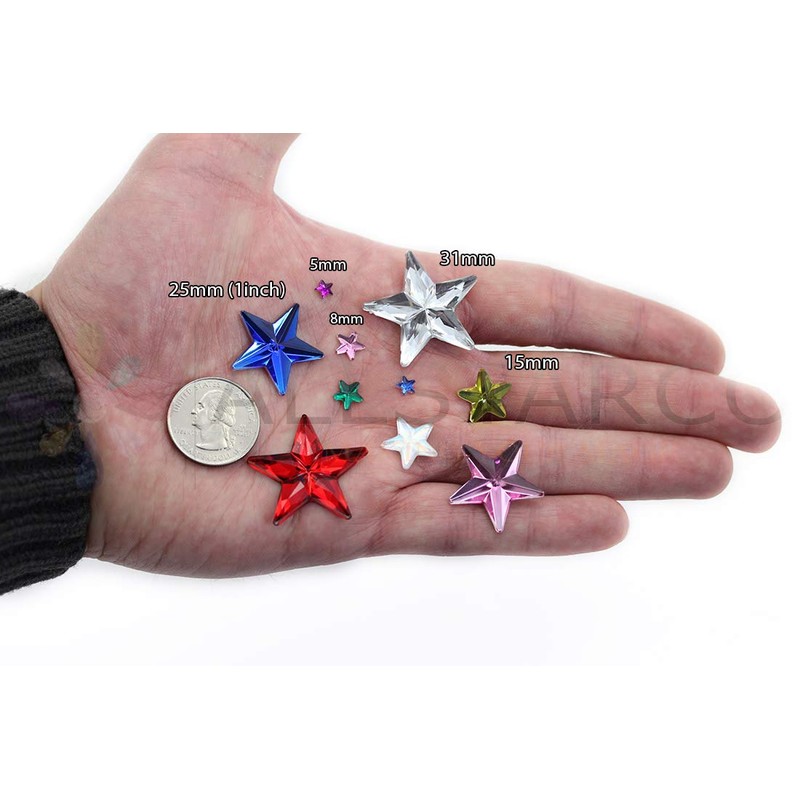 5mm Assorted Colors Flat Back Acrylic Star Jewels Pro Grade