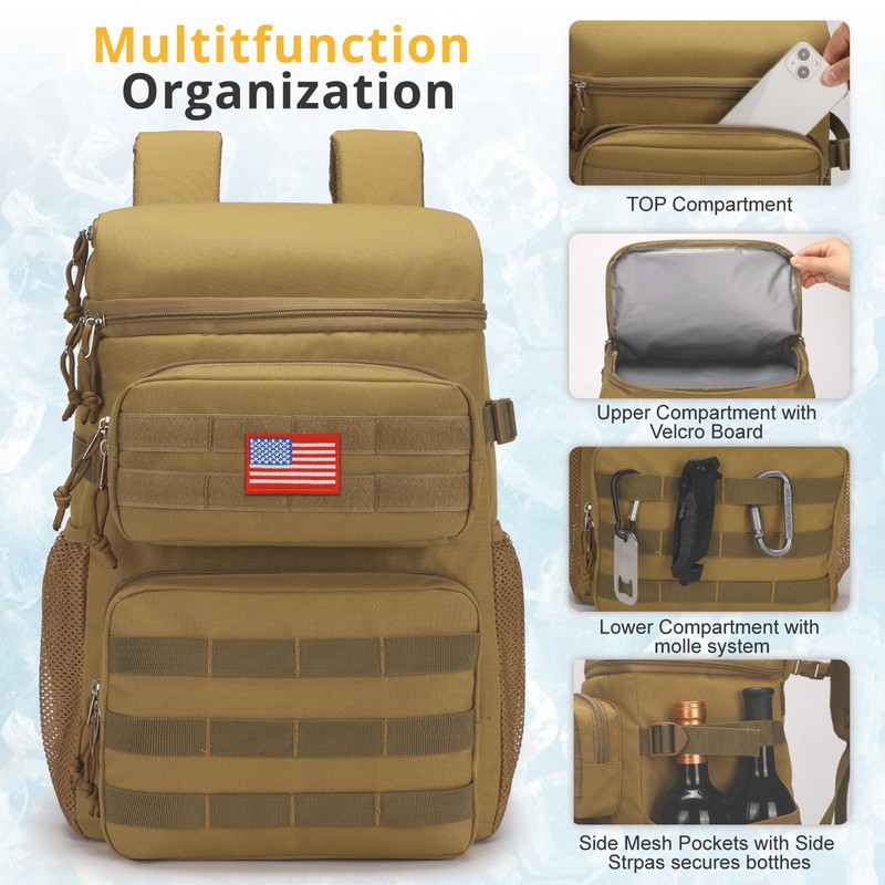 Tactical Backpack Cooler,Soft Lightweight Leakproof Cooler Backpack,Insulated Cooler Bag,Portable Soft