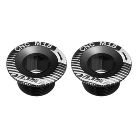 sourcing map 2pcs Crank Cover Screw M18 Aluminum Alloy Bicycle Crank Fixing Bolt Bike Crankset Arm Bolt Chainwheel Screws for Mountain Bike, Black