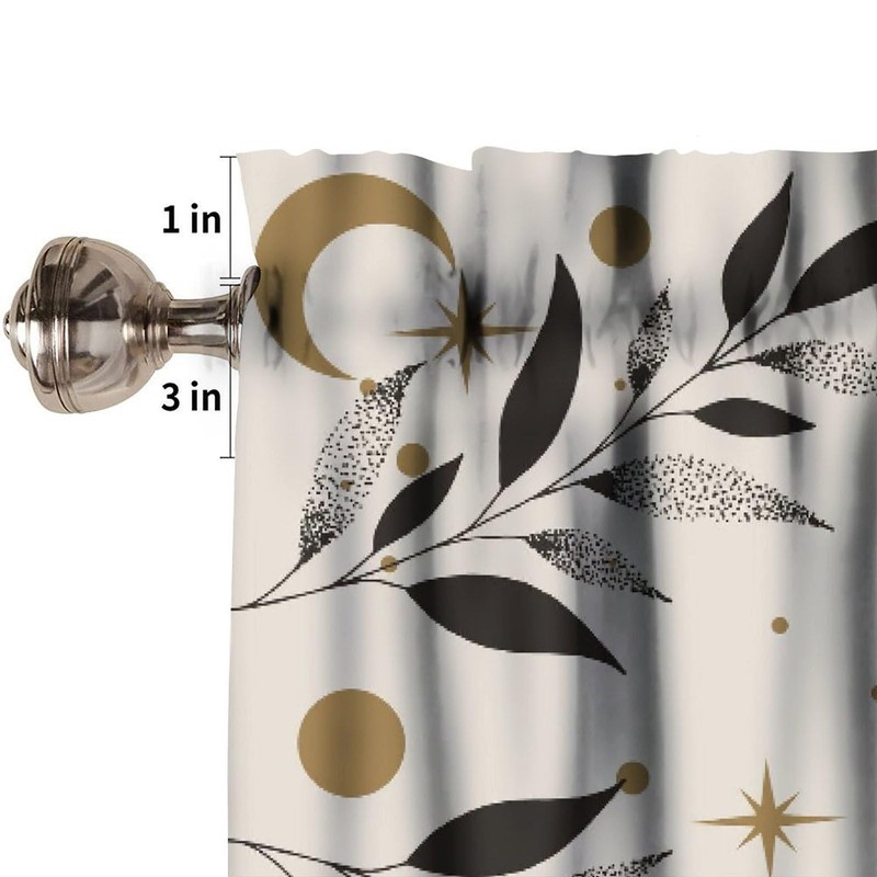 JanJCurt Boho Moon Phase Valance, Boho Mystic Celestial Sun Moon