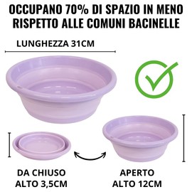 SIC Multi-purpose Folding Bowl, Portable Thermoplastic Rubber, Round Shape, Space-Saving, Lightweight. Useful both for Home, Kitchen, Outdoor Camping and Outing. 12 x 31 cm